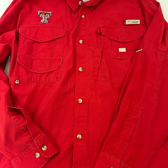 Columbia PFG Texas Tech Red Raiders NCAA Super Cotton L/S Sz XL Fishing Shirt - Picture 7 of 12